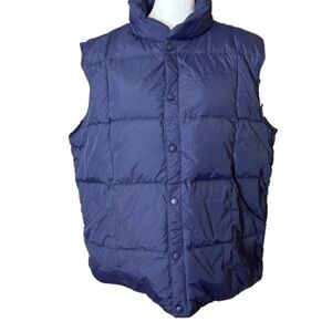 Lands' End Men’s Vest Goosedown 42-44 Quilted Blue Insulated Outdoor Puffer Coat